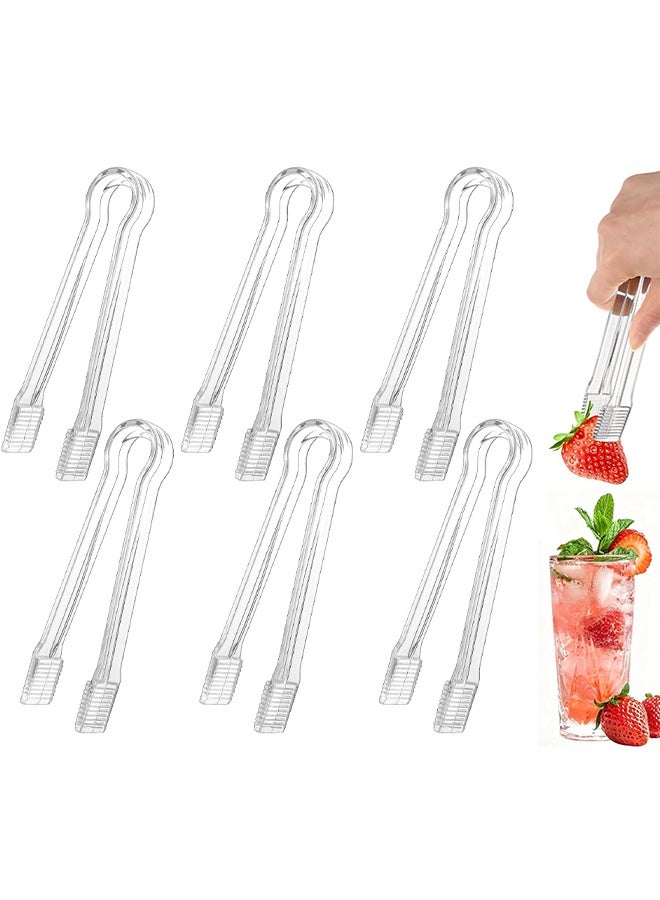 HS Plastic Buffet Serving Tongs, Disposable Clear Tongs, 6 Pcs Mini Clear Kitchen Tongs 6.3 Inch Small Ice Tongs For Tea And Coffee, Party Catering, Appetizers, Salad, Desserts, Sandwich, Buffet Barbecue - Image 1